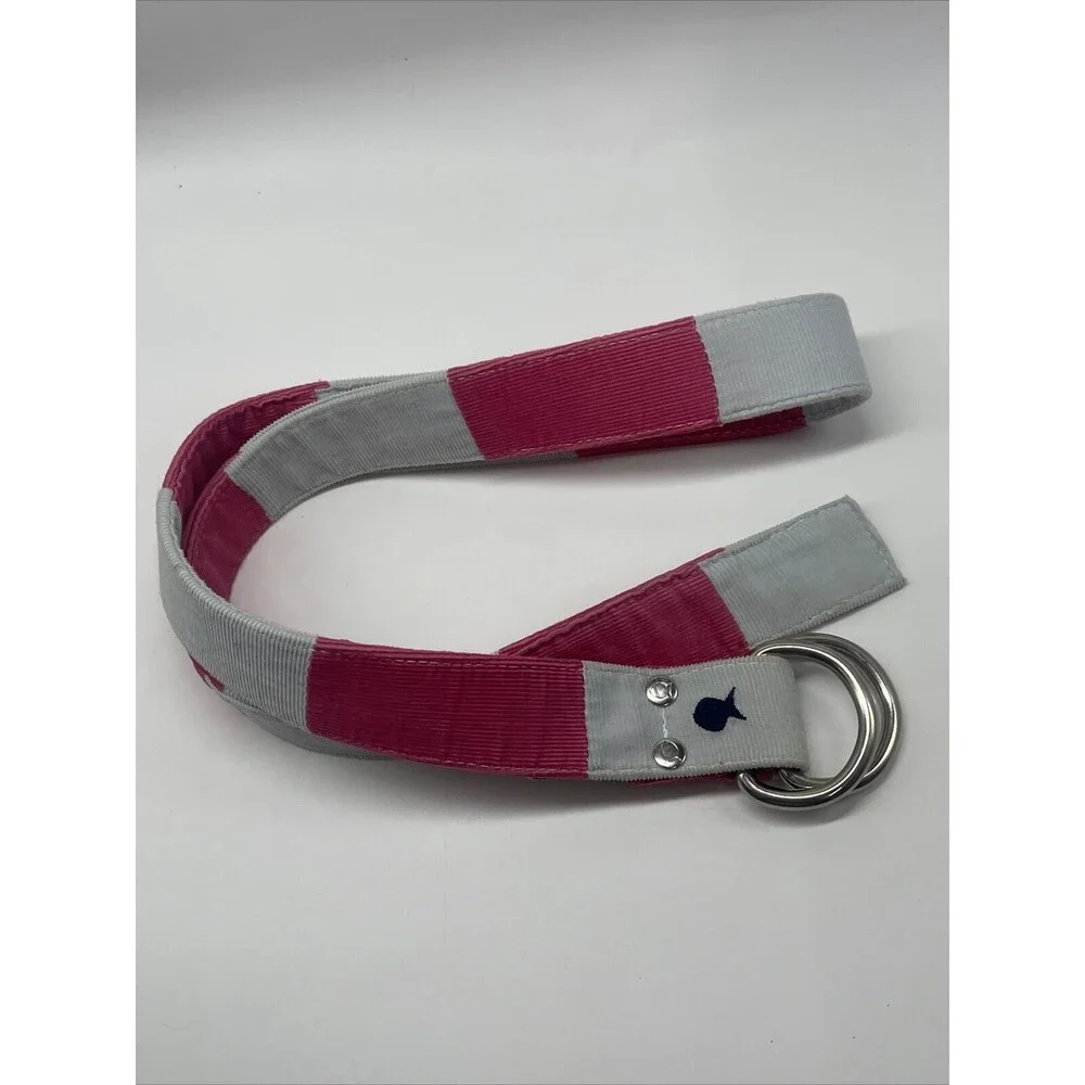 Maax Blue Fish River Corduroy Fabric Pink & Gray Belt Sz Sm New W/O Tags